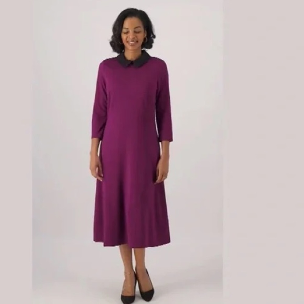 GIRL WITH CURVES Contrast Collar Ponte MIDI Dress A523934
